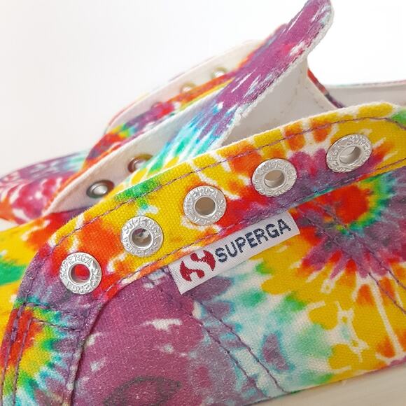Superga Platform Sneakers Rainbow Neon Tie Dye Retro 70s Lace Up Womens 7 - Picture 6 of 11